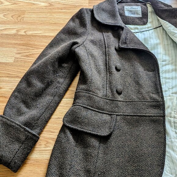 Brown Pinstripe Peacoat - Picture 6 of 16